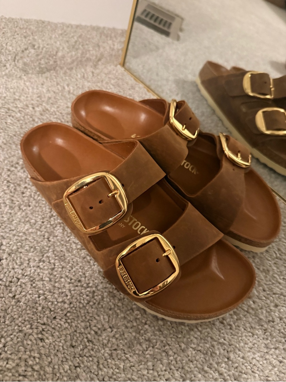 Birkenstock Arizona Double Buckle Sandals in Cognac